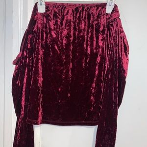 FOREVER 21 cropped red velour off the shoulder top